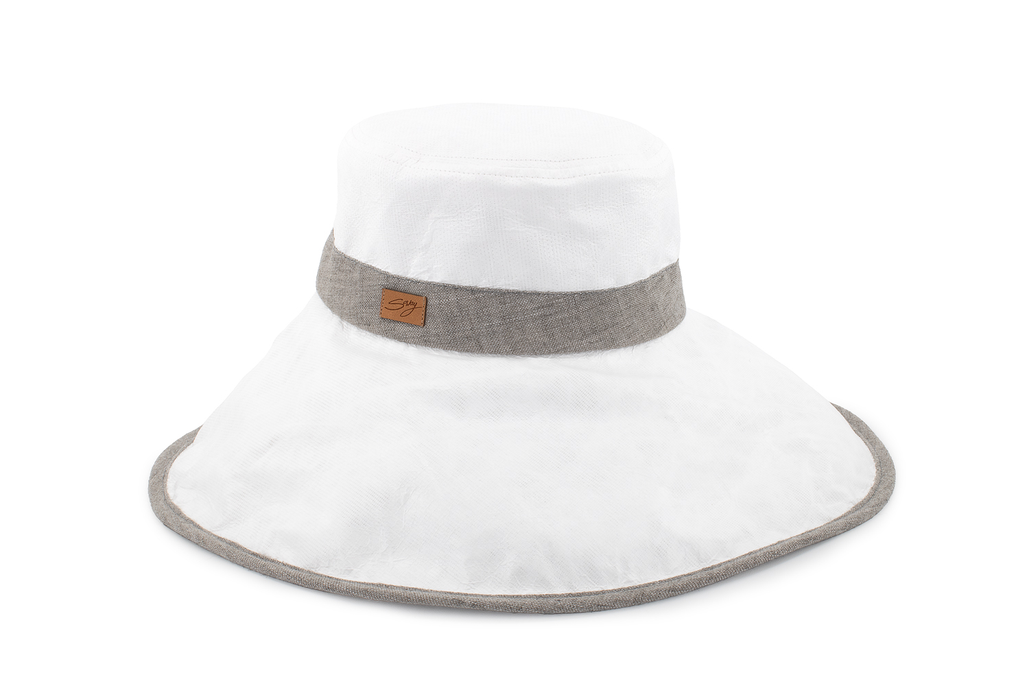 Capeline XXL anti-UV blanc / gris souris