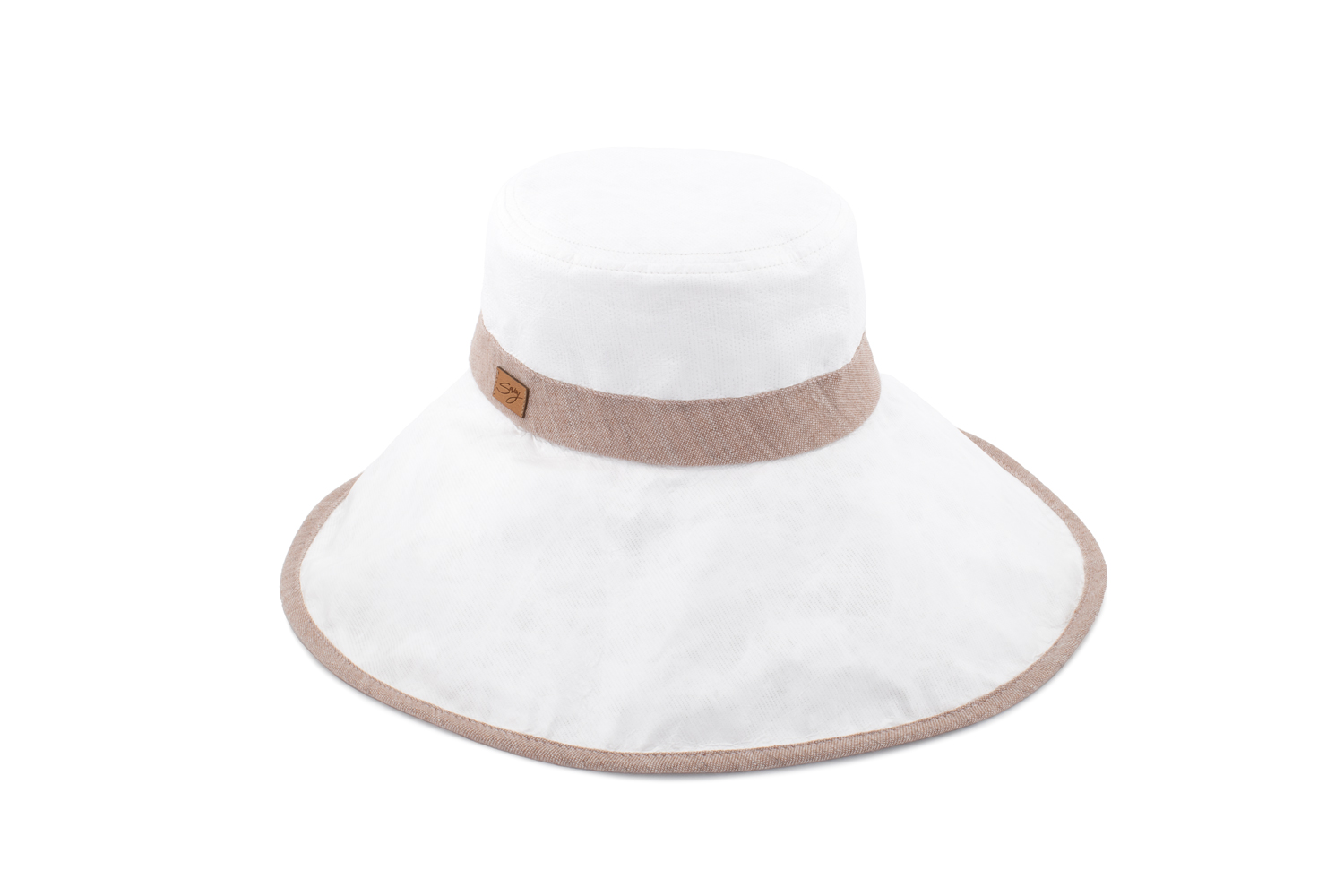 Capeline XXL anti-UV blanc / vieux rose